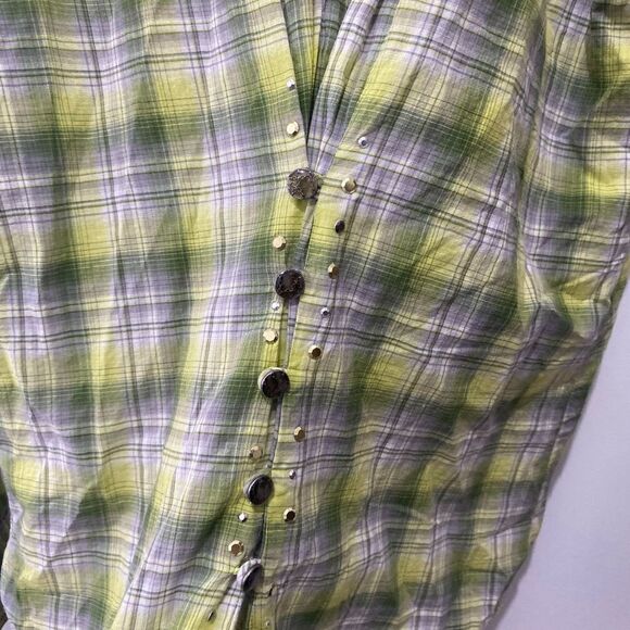 Rock 47 by wrangler cowgirl plaid western rodeo shirt with gems - Picture 5 of 6